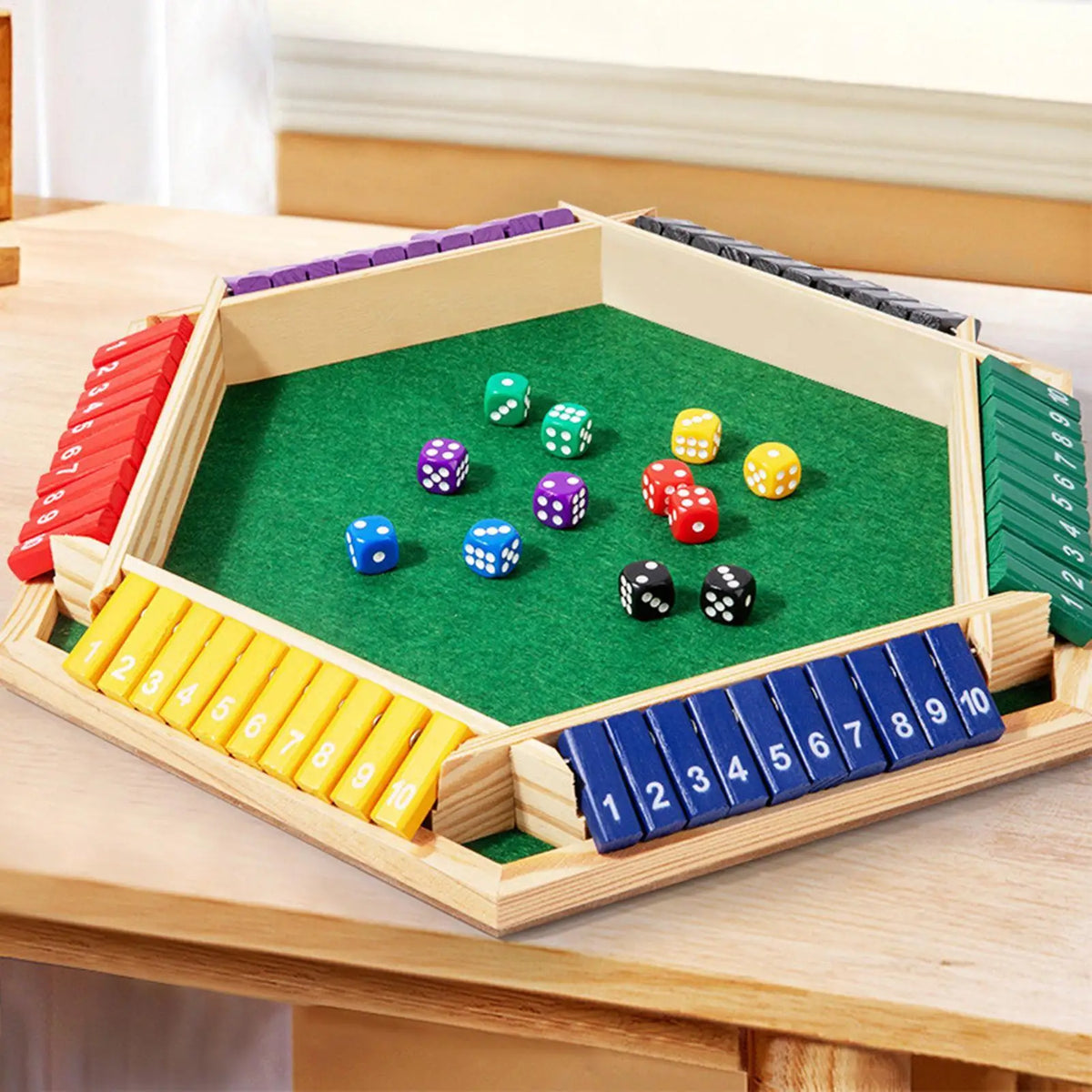 Wooden Shut the Box Game – 6-Sided Dice Math Board Game Wooden Board Game Qme