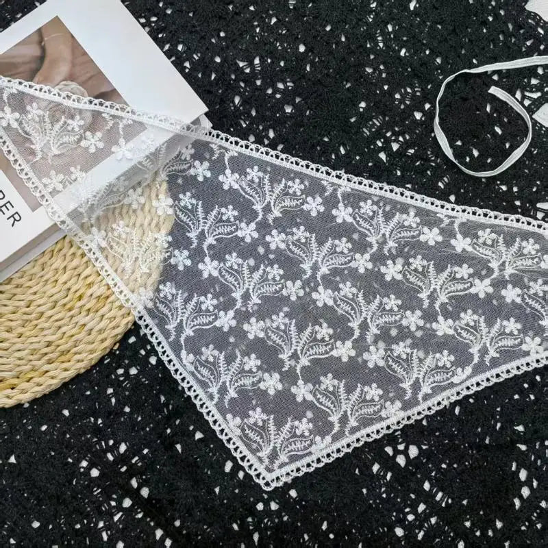 Women's White Lace Triangle Headscarf & Hair Wrap Lace Hair Headscarf Qst A10
