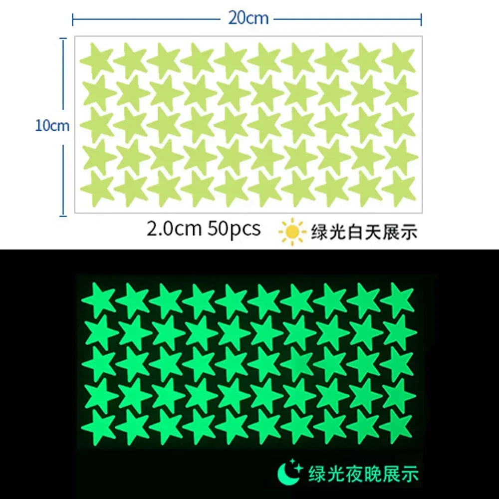 Glow in the Dark Wall Stickers – Kids Room Star & Dot Decals Glow Wall Decals Qme 2CM 50 stars