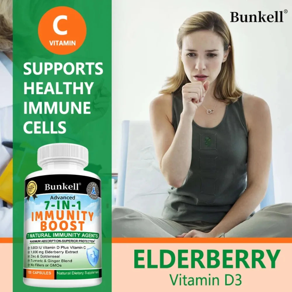 7-in-1 Immune Support Supplement – Zinc, Vitamin C, D3, Elderberry Immune Support Supplement Qst