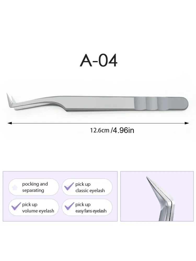 Qme Stainless Steel Eyelash Extension Tweezers | Precision Lash Lash Extension Tweezers Qme A-04