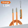 240W USB-C Fast Charging Flat Silicone Cable 1.5M PD USB-C Charging Cable Qme Orange 1.5m