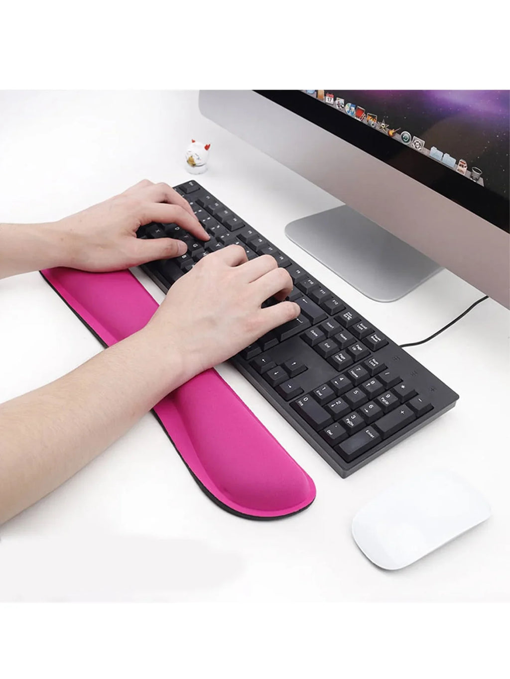 Memory Foam Keyboard Wrist Rest Pad – Non-Slip, Ergonomic Keyboard Wrist Rest Qme Coral Pink