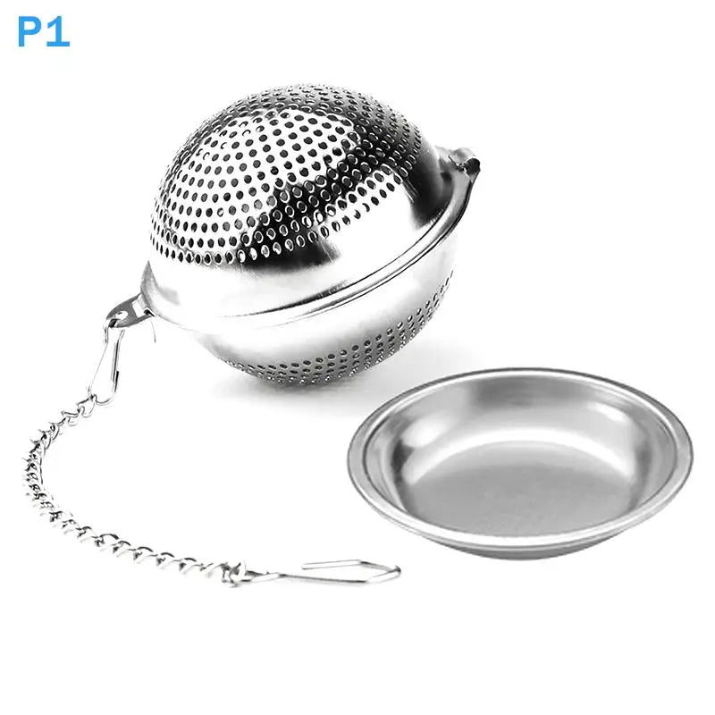 Stainless Steel Tea Infuser with Tray – Fine Mesh Loose Leaf Tea Infuser Set Qst Round