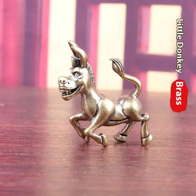Brass Donkey Desktop Statue – Bronze Resin Figurine Ornament Desktop Figurine Qst