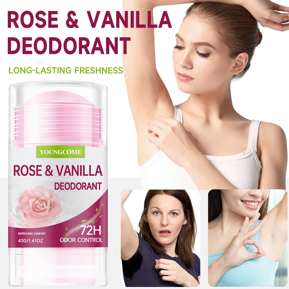 YOUNGCOME Rose & Vanilla Deodorant Stick – Women's Freshness Deodorant Stick Qst