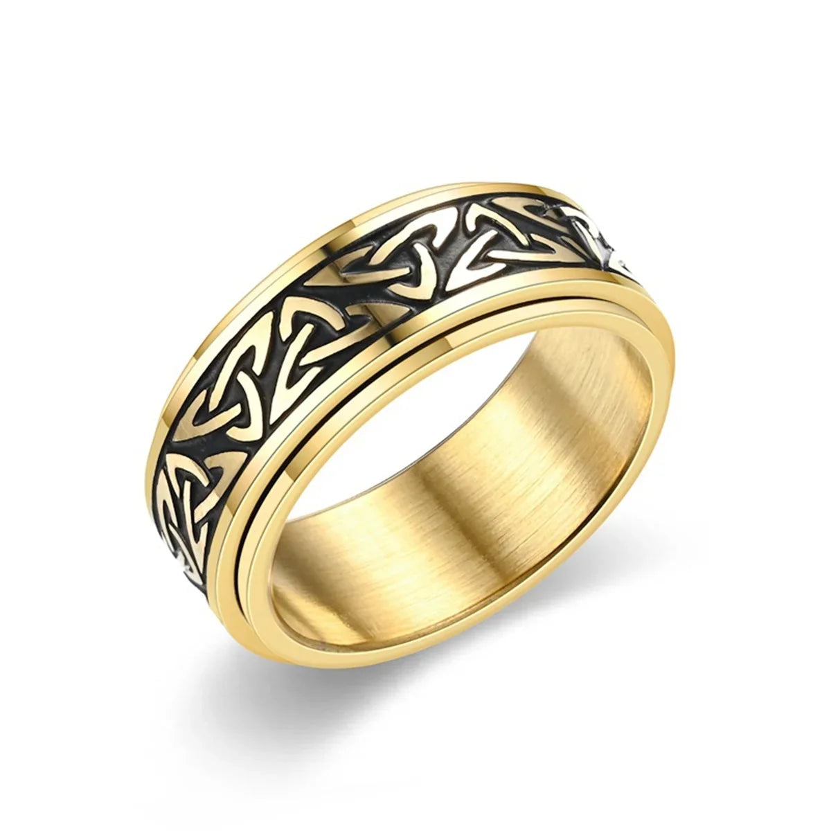 Viking Enamel Spinning Knuckle Ring – Men's Stainless Steel Spinning Statement Ring Qme