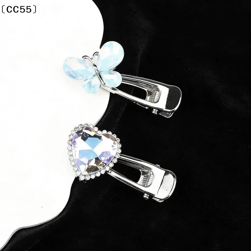 Y2K Pink Rhinestone Butterfly Bow Hair Clips – Korean Barrettes Hair Clip Barrette Qst