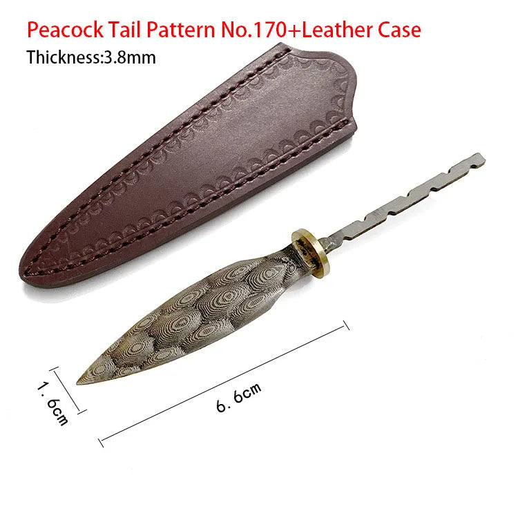 Damascus Steel Tea Knife Blank – DIY Tea Needle Tool Tea Knife Blank Qst No.170 With Case