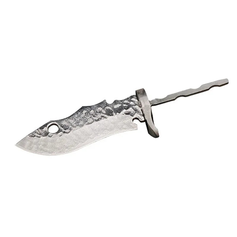 Damascus Steel Fixed Blade Knife Blank – DIY Billet 16cm Knife Making Blank Qst Style 163-B