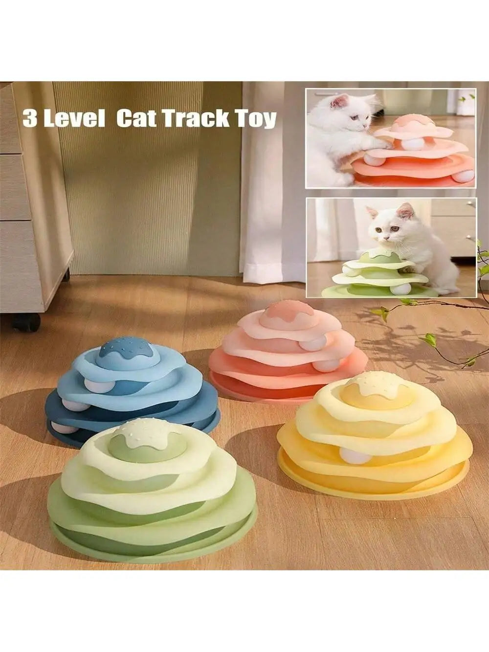 Ice Cream Track Play Mat – Interactive Cat Toy with Ball Interactive Cat Toy Qme