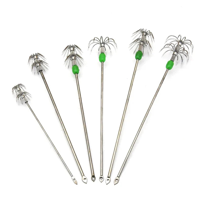 Umbrella Hooks Live Bait Squid Octopus Stainless Steel Box Fishing Hooks Qme