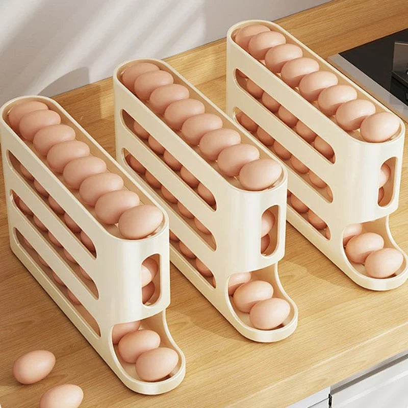 30-Egg Rolling Dispenser Rack | Fridge Egg Organizer Box Egg Dispenser Rack Qme