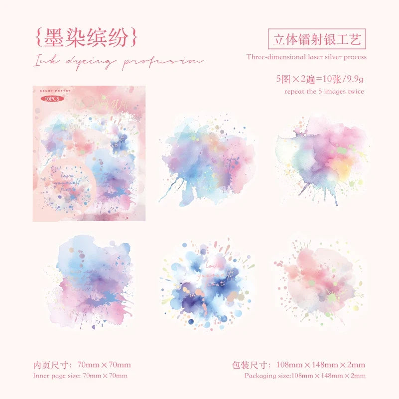 Watercolor Spatter Stickers – Journaling, Scrapbook & DIY Decorative Sticker Pack Qme C