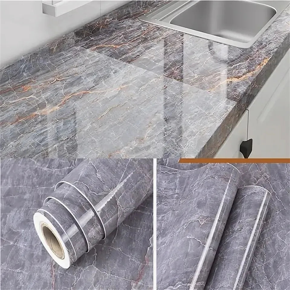 Waterproof Peel & Stick PVC Marble Wall Sticker – 3 Sizes Peel & Stick Wallpaper Qme Volcanic rock 40cmX1m