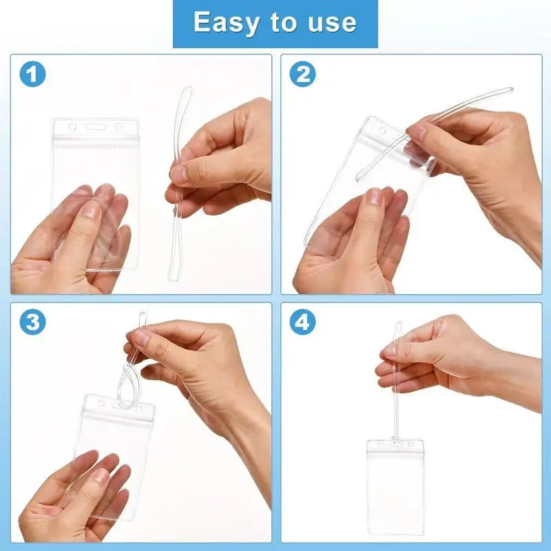 Clear Waterproof ID Badge Holders with Lanyard – Resealable ID Badge Holder Qme