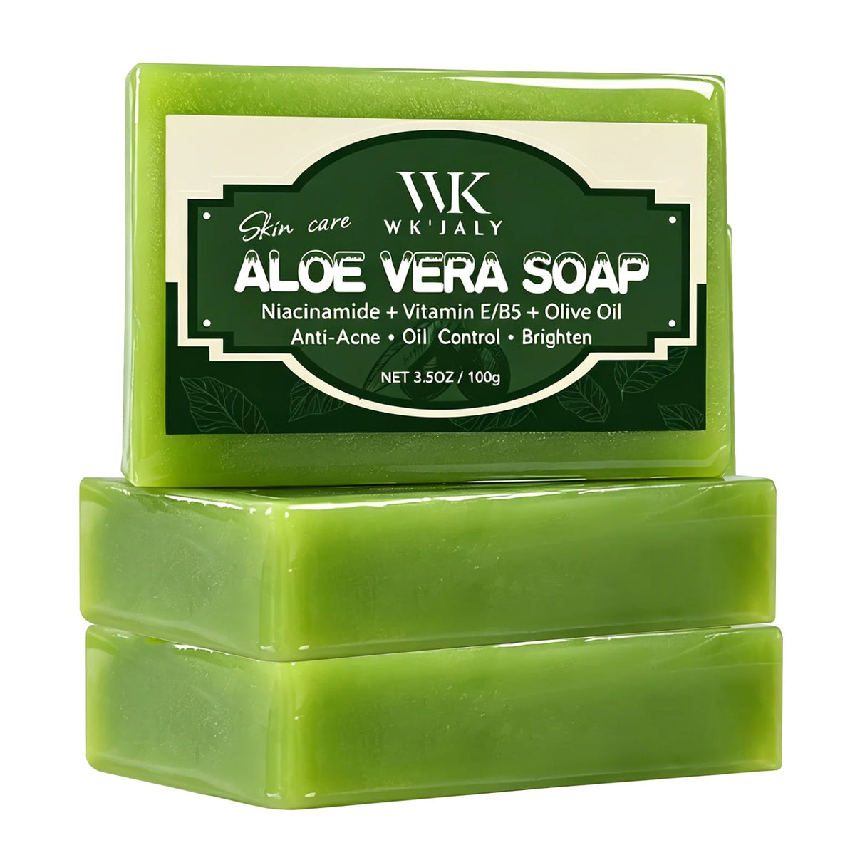WK'JALY Natural Aloe Vera Soap Bar – Face & Body, 100g Facial Body Soap Qst Pack of 3