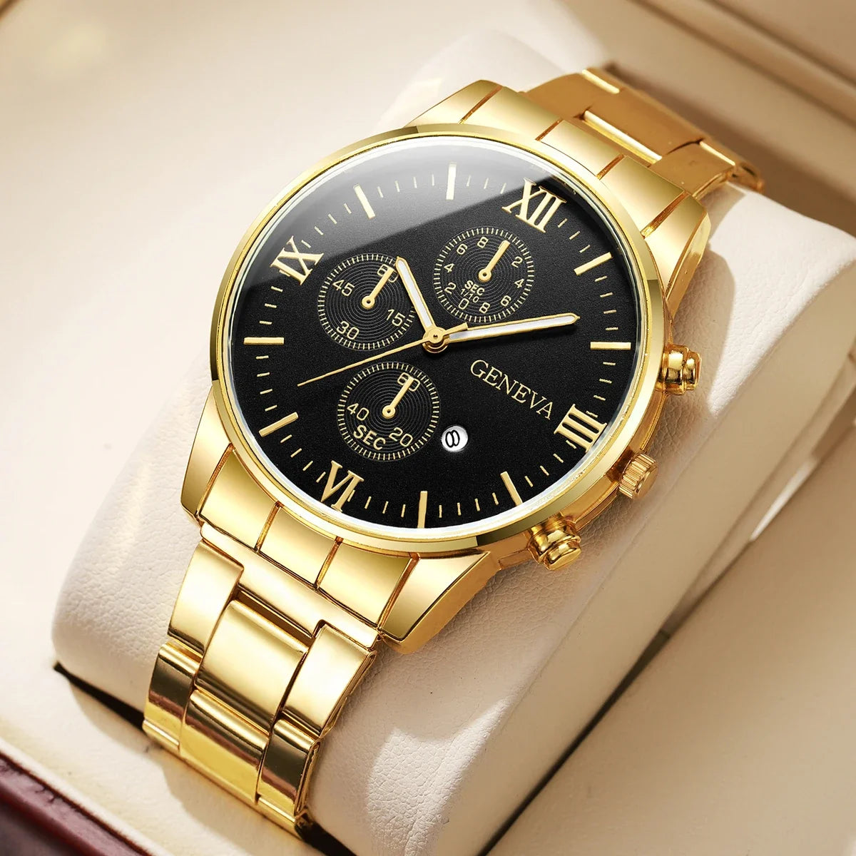 Men's Steel Strap Watch – Luminous Hands & Calendar Dial Men's Wristwatch Qme