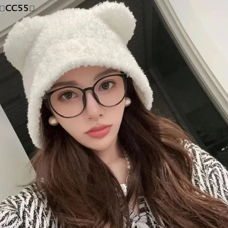 Cute Bear Ear Knit Beanie – Women's Winter Warm Hat Knit Winter Beanie Qst