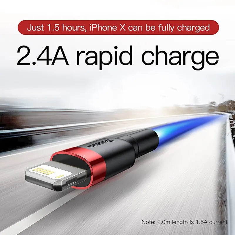 Baseus 2.4A Nylon Braided Lightning Fast Charging Cable iPhone Lightning Charging Cable Qst