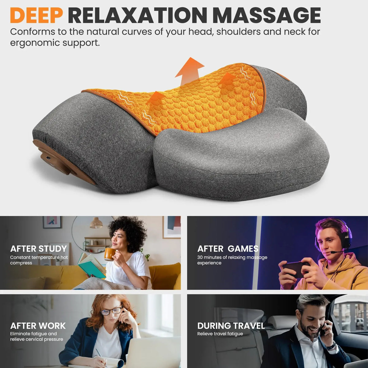 Cervical Neck Massager Pillow – Heat, Vibration & Traction Neck Massage Pillow Qst