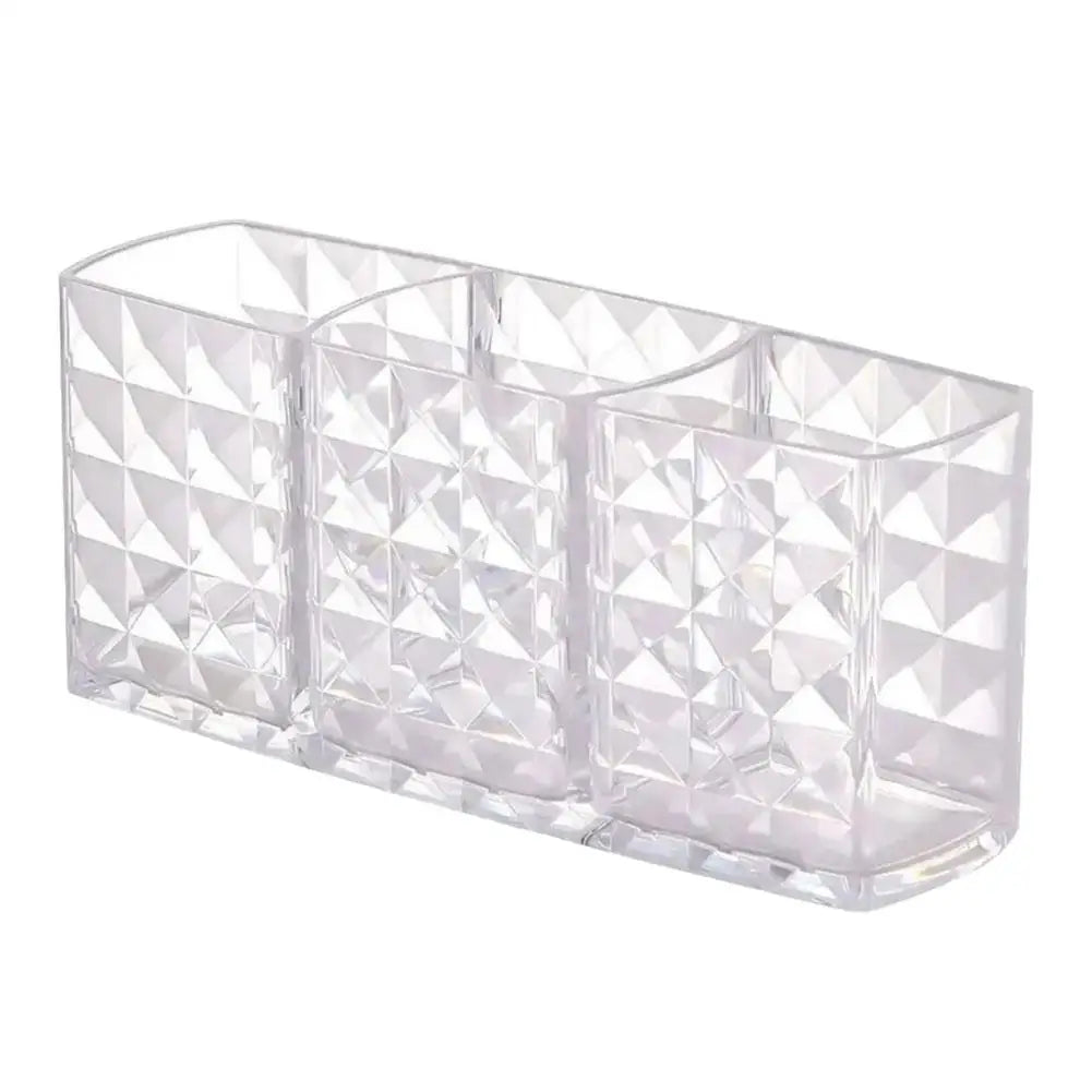 3-Slot Acrylic Makeup Brush Holder & Cosmetic Organizer Makeup Brush Organizer Qme 1pc