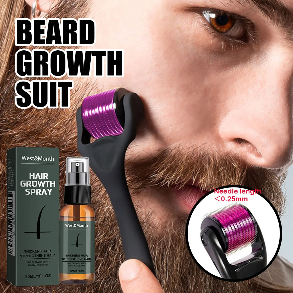 Men's Beard Spray & Micro Roller Moisturizing Thickening Kit Beard Care Kit Qme