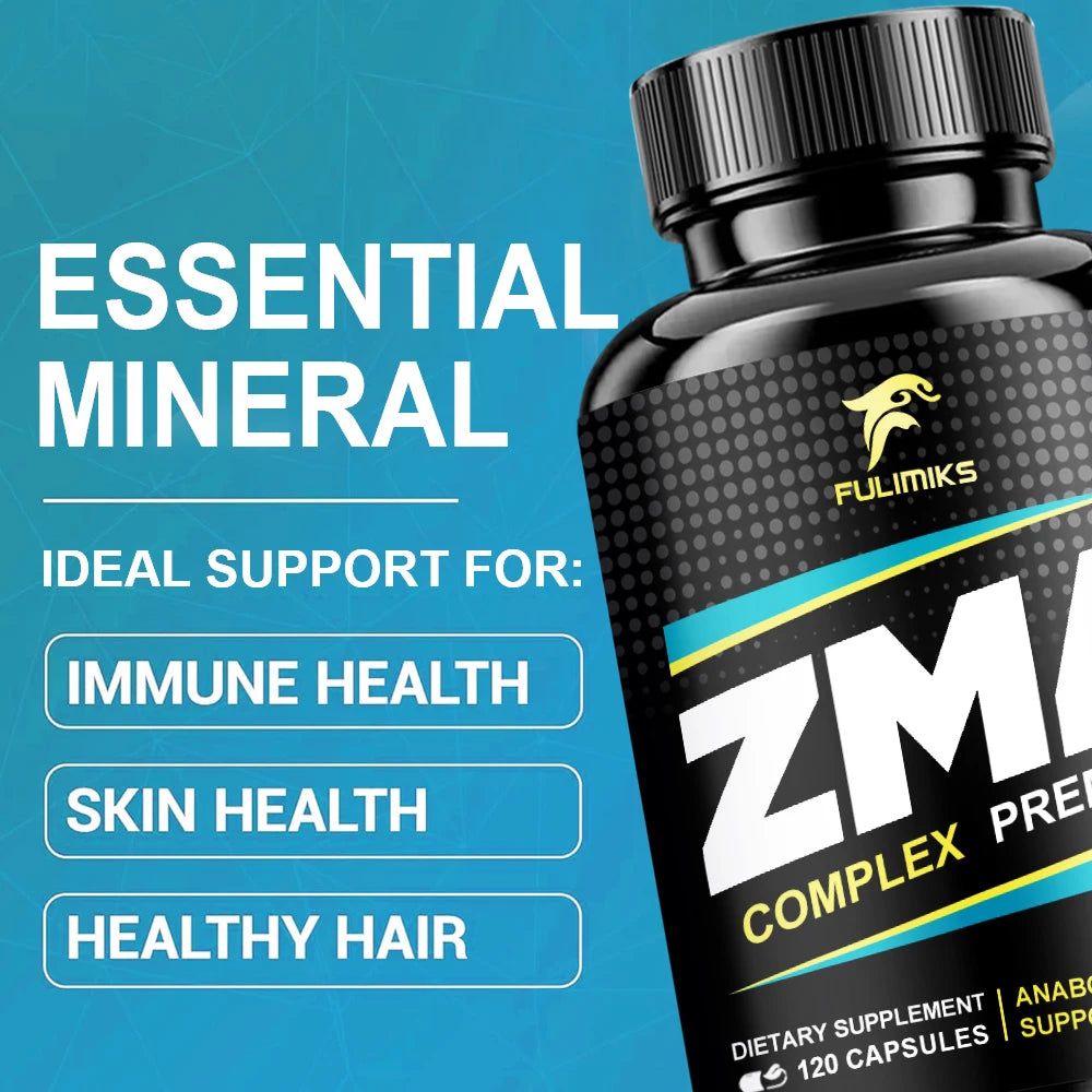 ZMA Capsules – Zinc, Magnesium & Vitamin B6 | 120ct Vitamin Supplement Qst