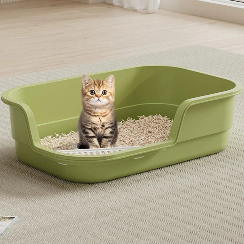 Semi-Enclosed Cat Litter Box with Scoop – Easy Clean & Odor Control Cat Litter Box Qme