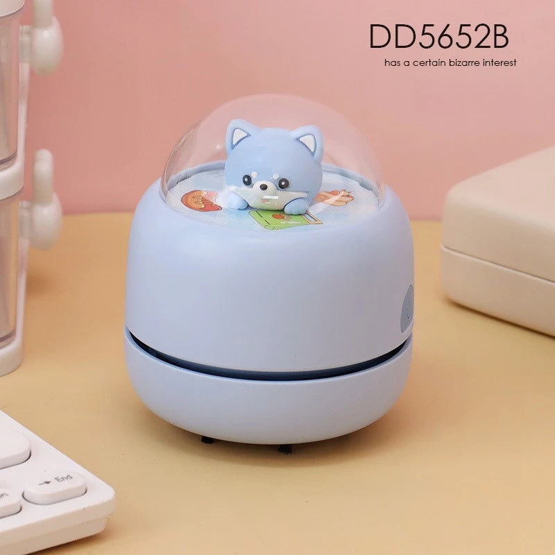 Wireless Desktop Vacuum – 3-Speed USB-C Eraser Dust Cleaner Desktop Vacuum Cleaner Qst blue dog