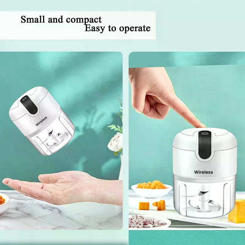 Electric Mini Garlic Chopper Cordless Food Processor Mincer Mini Food Chopper Qme