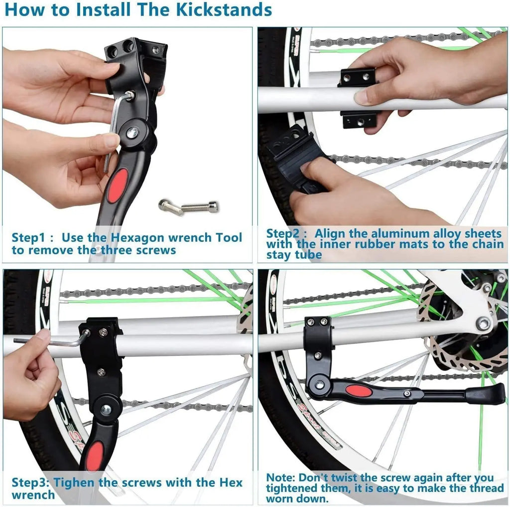 Adjustable Aluminum Alloy Bike Kickstand – Non-Slip, 22–27" Bike Kickstand Qme