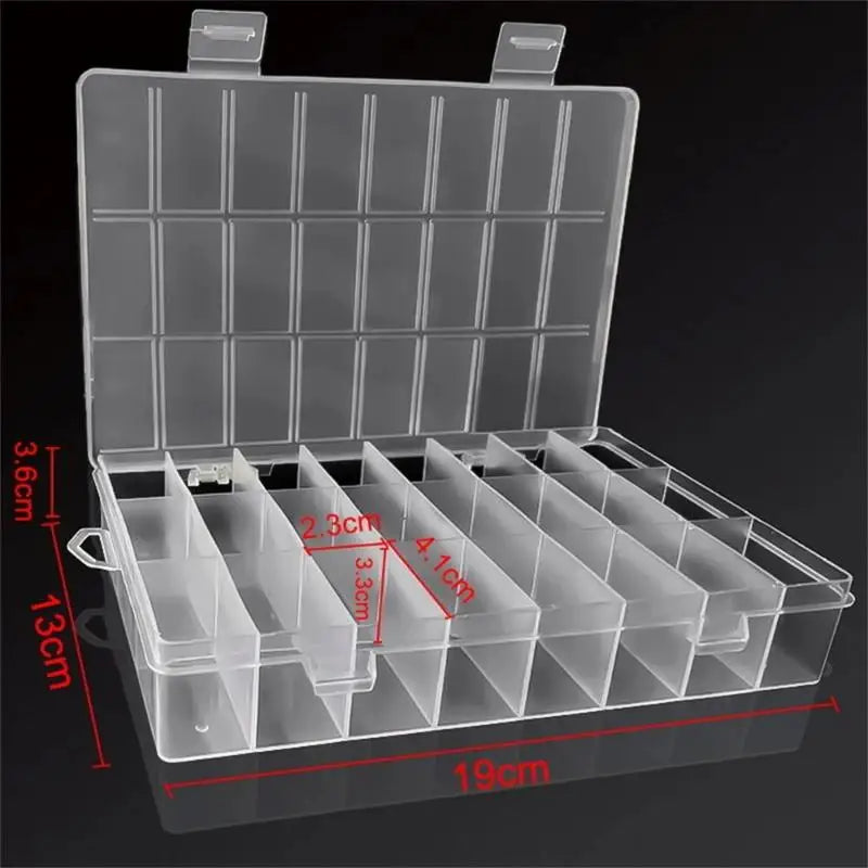 24-Grid Bead & Screw Organizer Storage Case | Wood & PP Compartment Storage Case Qme