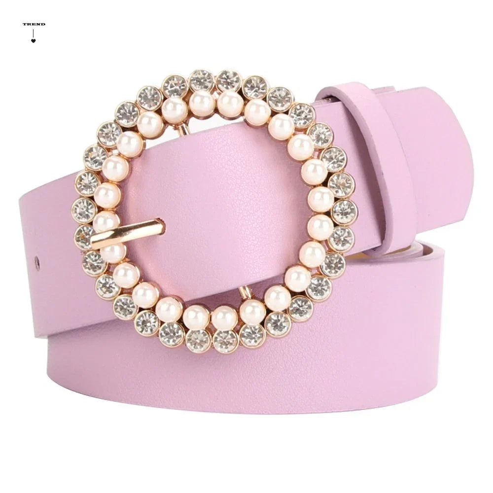 Vintage Round Buckle PU Leather Belt | Elegant Korean Fashion Fashion Belt Qme black
