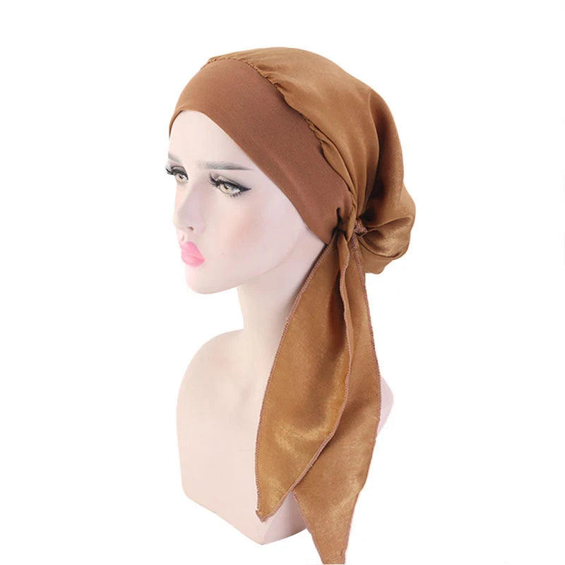 Women's Pre-Tied Turban Head Scarf – Floral Bandana Hat Turban Head Scarf Qst E