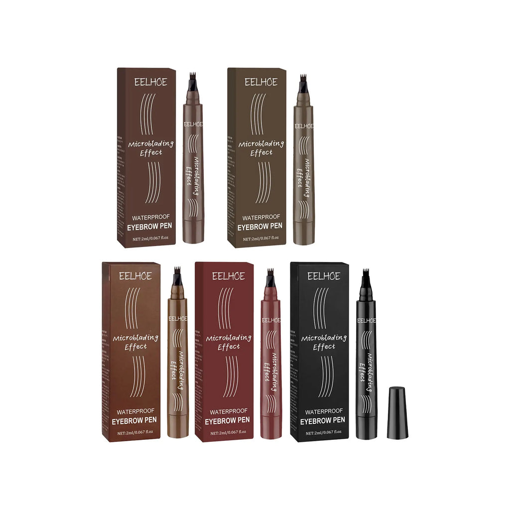 EELHOE 4-Point Microblading Eyebrow Pen – Waterproof, 5 Colors Eyebrow Makeup Pen Qst