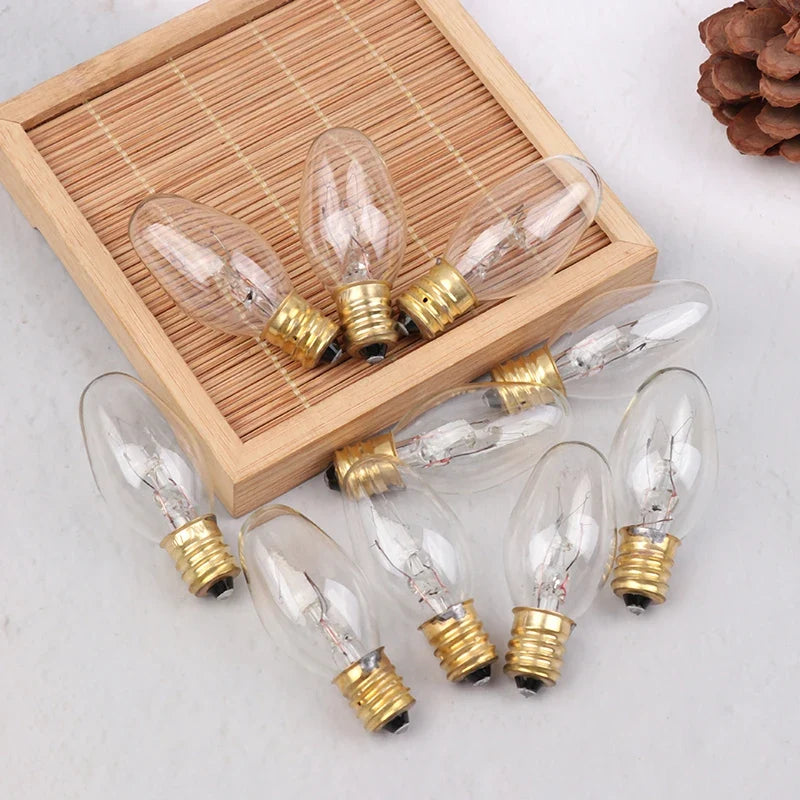 E12 7W Warm Yellow Tungsten Bulb – 120V Candelabra Base Tungsten Light Bulb Qme