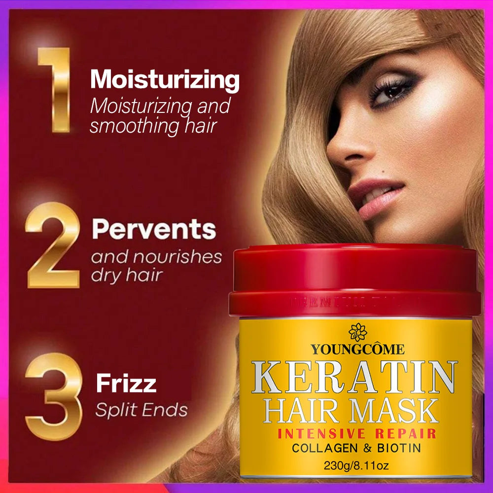 YOUNGCOME Biotin Collagen Keratin Hair Mask – 230g Treatment Keratin Hair Mask Qst