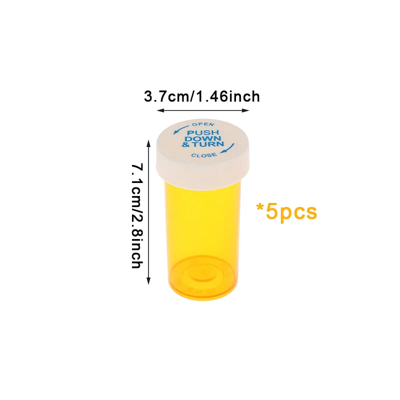 5-Pack Child-Resistant Pill Bottles – Travel Medicine Vials Pill Storage Bottles Qst A3