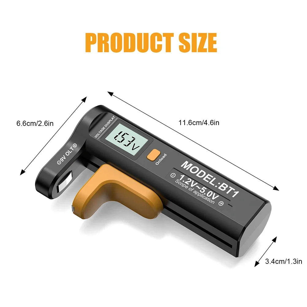 Digital Battery Tester – Volt & Capacity Checker AA AAA Button Cell Battery Tester Qme
