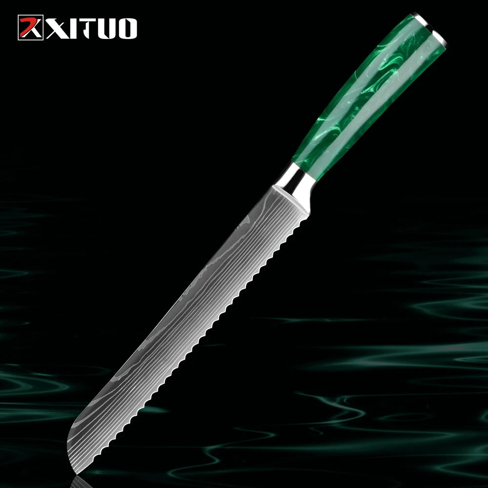 XITUO Chef Knife Set 1-8 Piece High Carbon Steel Kitchen Knives Kitchen Knife Set Qst 8 inch Bread Knife