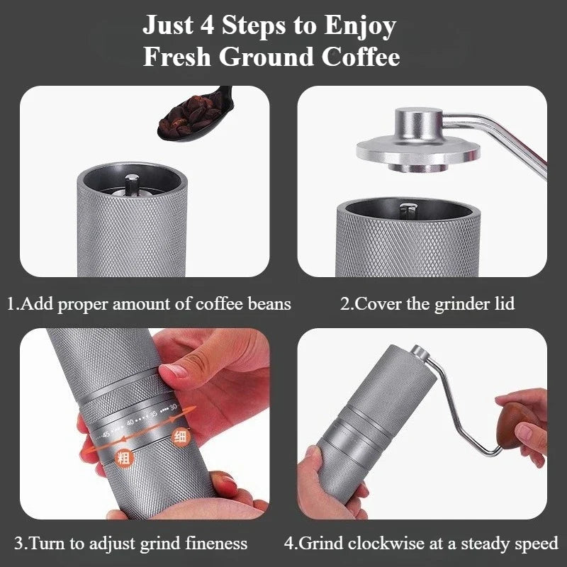 Manual Hand Coffee Grinder – Titanium & Aluminum Burr Mill Manual Coffee Grinder Qme