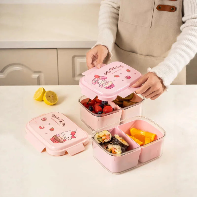 Hello Kitty Kuromi Microwave-Safe Food Storage Container Lunch Box Container Qme