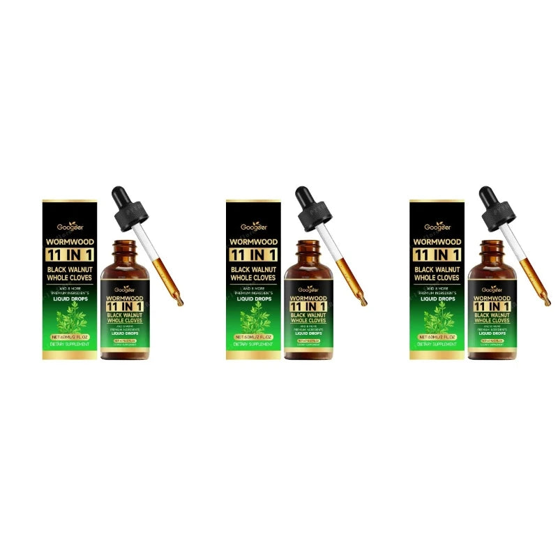 Wormwood 11-in-1 Liquid Drops – Gut & Digestive Support 60ml Herbal Liquid Drops Qst 60 ml 3 bottles
