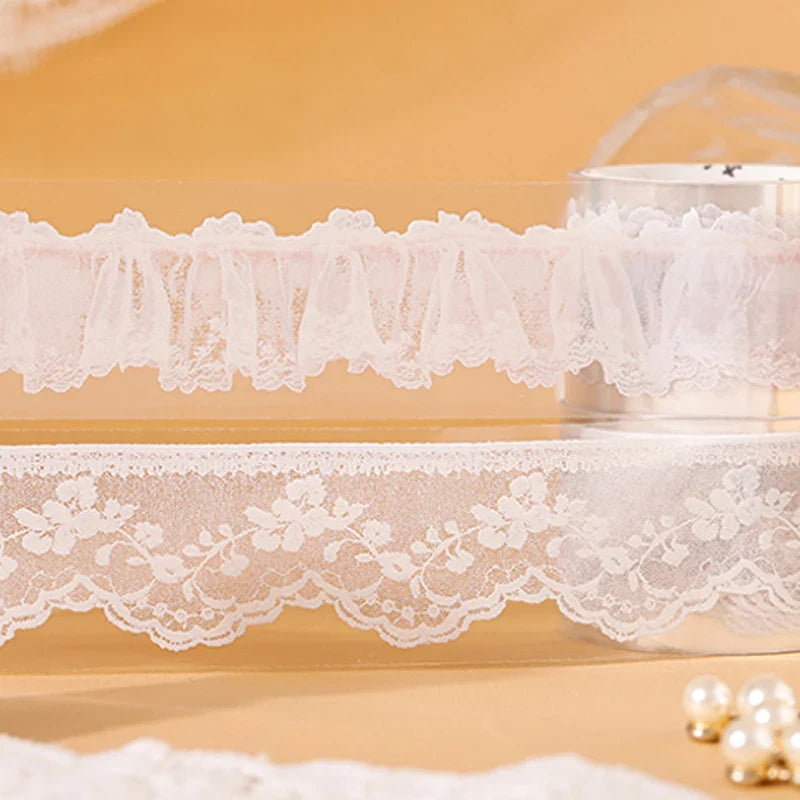 French Lace Border Washi Tape Set – 3 Rolls Elegant White Decorative Washi Tape Qme