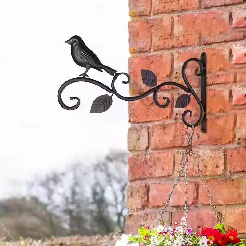 Wrought Iron Hanging Plant Bracket – Bird & Leaf Design Plant Bracket Qme