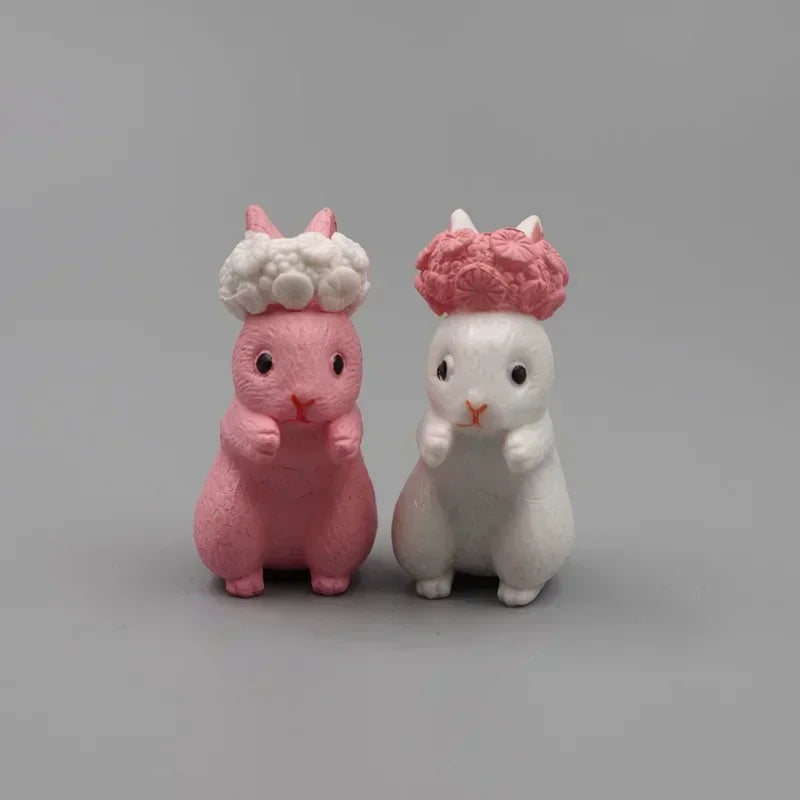 Cute Mini Rabbit Figurines – Miniature Bunny Desk Ornament Miniature Figurine Qme