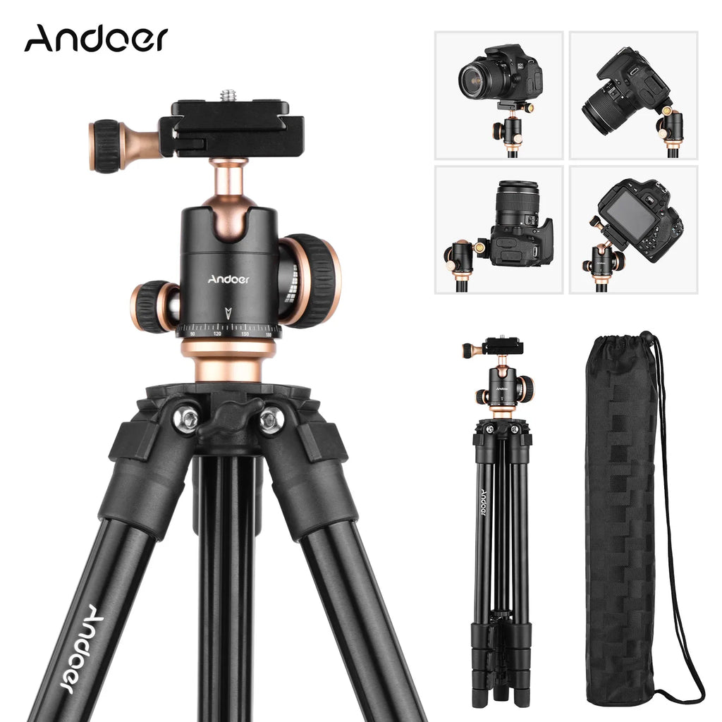 Andoer Q160SA Aluminum Tripod with 360° Panoramic Ball Head Camera Tripod Qst
