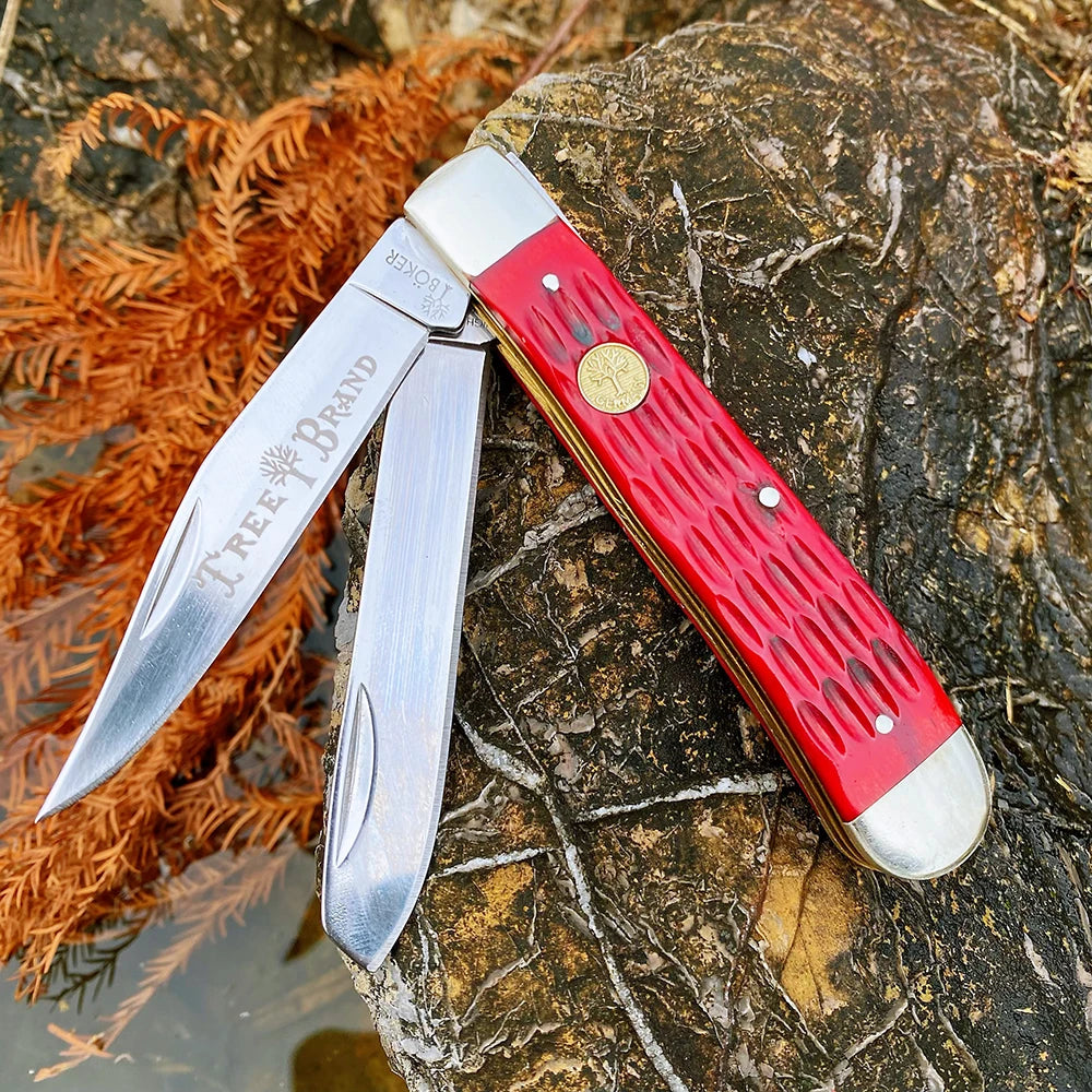 Z.QIAN Bone Handle Slip Joint Multi-Blade Folding Pocket Knife Folding Pocket Knife Qst red