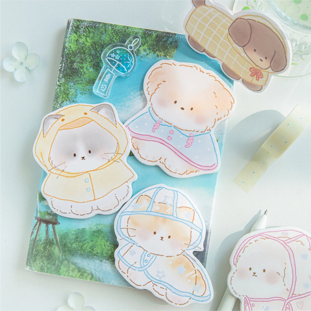 Kawaii Rabbit Bear Sticky Notes Memo Pad – 30 Sheets, 7 Colors Kawaii Sticky Notes Qme